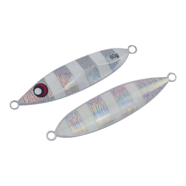 Finesse Slow Pitch Flutter Jig, 60gm, Silver White, 2 pack.