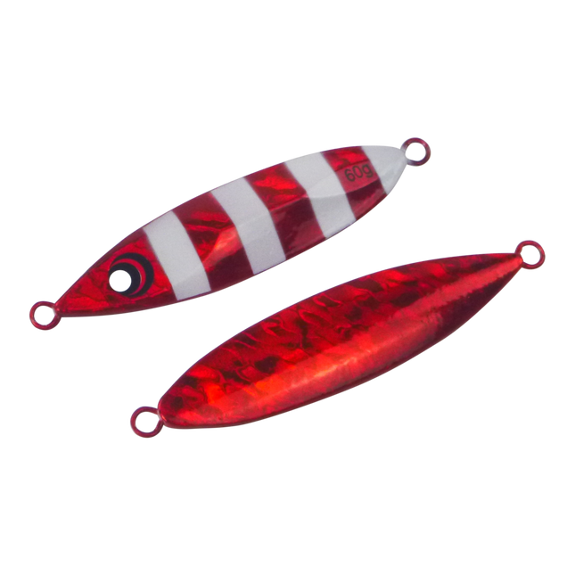 Finesse Slow Pitch Flutter Jig, 60gm, Ruby Flash, 2 pack.