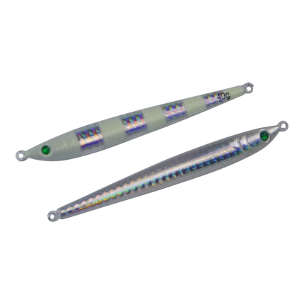 Finesse Pencil Jig, 40gm, Lumo Silver, 2 pack.