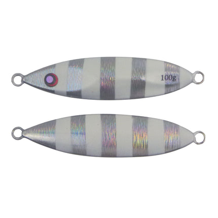 Finesse Slow Pitch Flutter Jig, 100gm, Silver White, 2 pack.