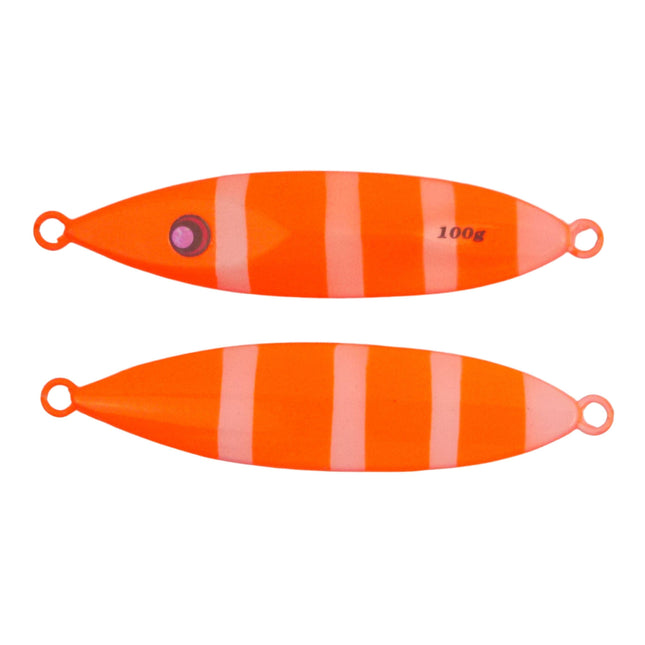 Finesse Slow Pitch Flutter Jig, 100gm, Bright Orange, 2 pack.