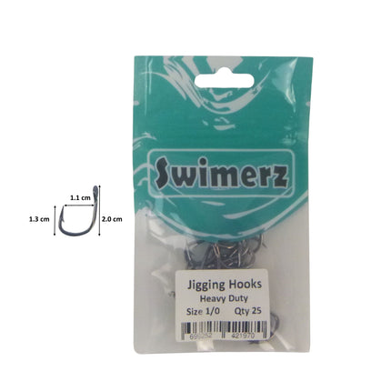 Swimerz 1/0 Heavy Duty Jigging Hooks 25 pack.
