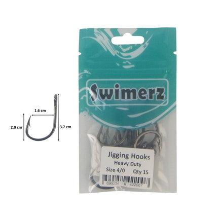 Swimerz 4/0 Heavy Duty Jigging Hooks 15 pack.
