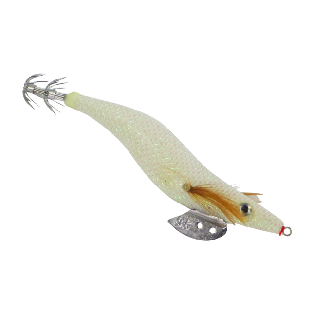 Finesse Rumoika Squid Jig, White Glow, size 3.5, 2 pack.