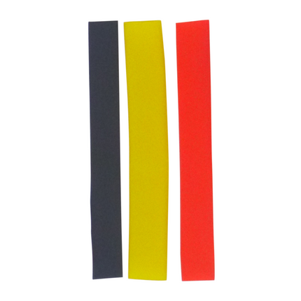 Swimerz Assist Hook Sleeves, 8/10mm Shrink Tube, Black, Yellow & Red, 100mm. Qty 30..