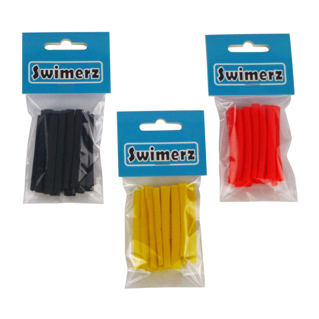 Swimerz Assist Hook Sleeves, 4mm Shrink Tube, Black, Yellow & Red, 50mm. Qty 45..