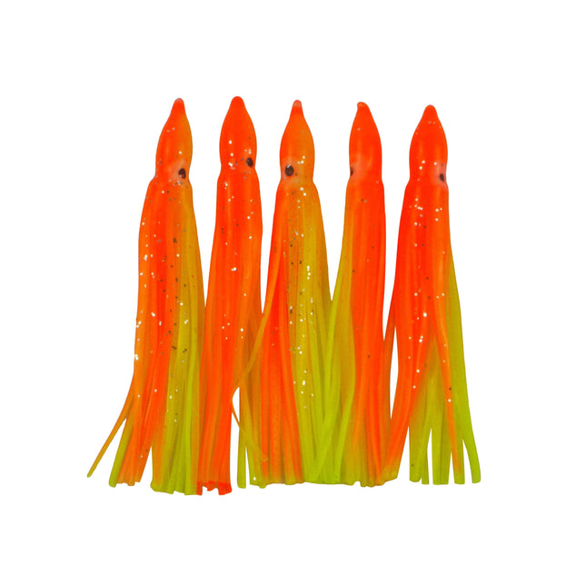 Swimerz Octopus Skirts 100mm Orange Fire, 5 pack.