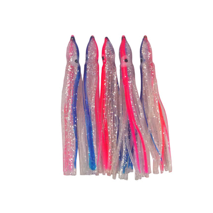 Swimerz Octopus Skirts 100mm Silver Stripe, 5 pack.