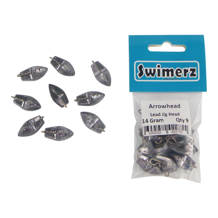 Swimerz 14gm Arrowhead Jig Head, 1/2oz, Lead, Qty 10.