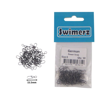 Swimerz German Power Snap, Closed Eye, size 0, 50 pack.