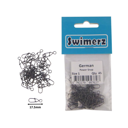 Swimerz German Power Snap, Closed Eye, size 1, 45 pack.