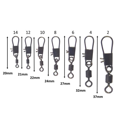 Swimerz Rolling Swivel w Interlock Snap, Size 14, 50 pack.