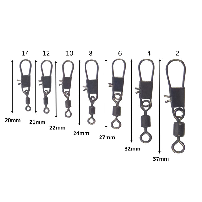 Swimerz Rolling Swivel w Interlock Snap, Size 14, 50 pack.
