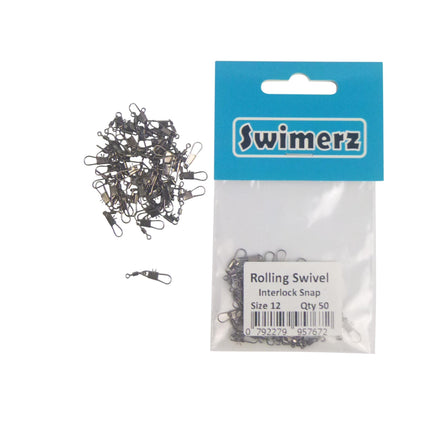 Swimerz Rolling Swivel w Interlock Snap, Size 12, 50 pack.