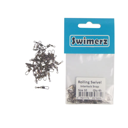 Swimerz Rolling Swivel w Interlock Snap, Size 10, 45 pack.