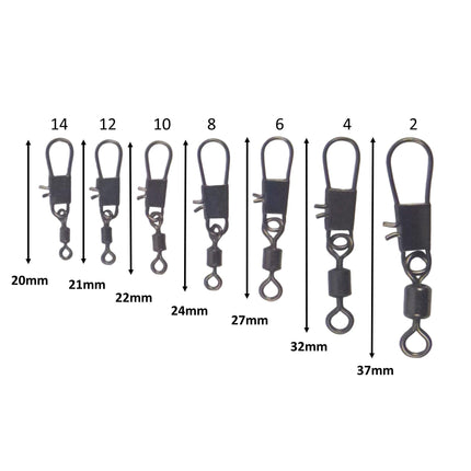 Swimerz Rolling Swivel w Interlock Snap, Size 2, 35 pack.