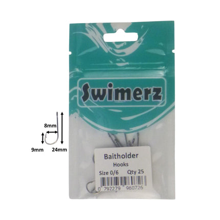 Swimerz 0/6 Baitholder Hook, Qty 25.