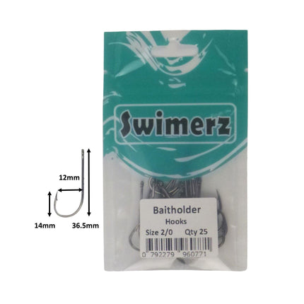 Swimerz 2/0 Baitholder Hook, Qty 25.