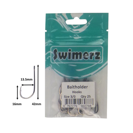 Swimerz 3/0 Baitholder Hook, Qty 25.