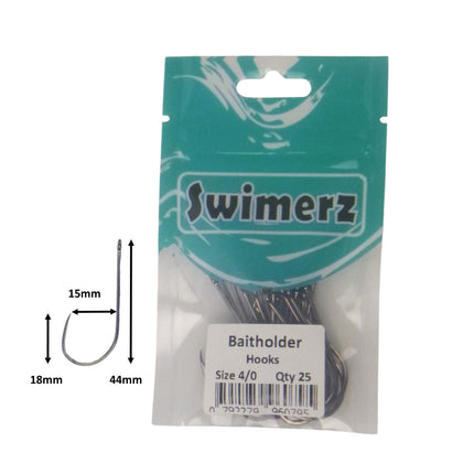 Swimerz 4/0 Baitholder Hook, Qty 25.