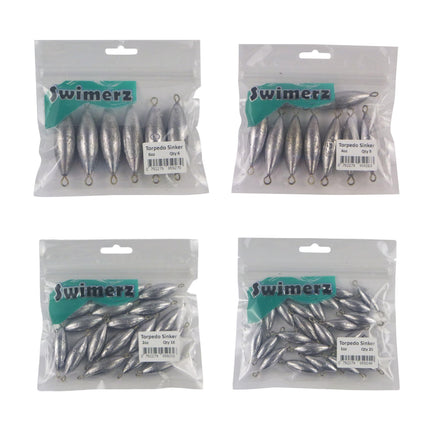 Swimerz Bulk Pack Torpedo Trolling Sinker, 4 sizes, Qty 58.