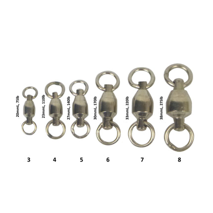 Swimerz Heavy Duty Ball Bearing Swivels, Size 3, 20 pack.
