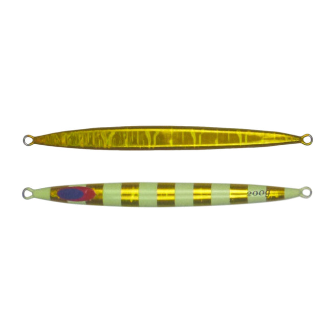 Finesse Lumo Fastdrop Jig, 200gm, Gold Stripe, Qty 2.