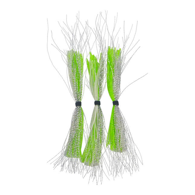 Dekoi Krystal Flash Lure Skirts, Silver Chartruese.