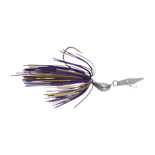 Dekoi 7gm Bladed Swim Jig, Chatterbait, Purple Gold, 2 pack.