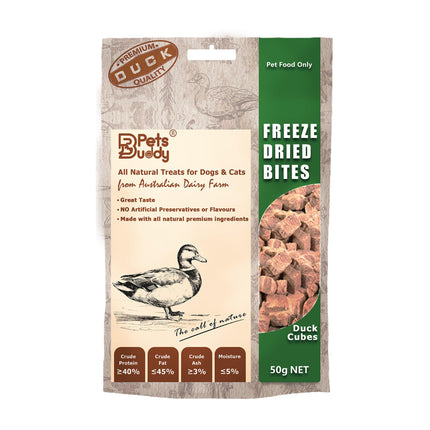 PetsBuddy Freeze Dried Treat Duck Cubes 50g.