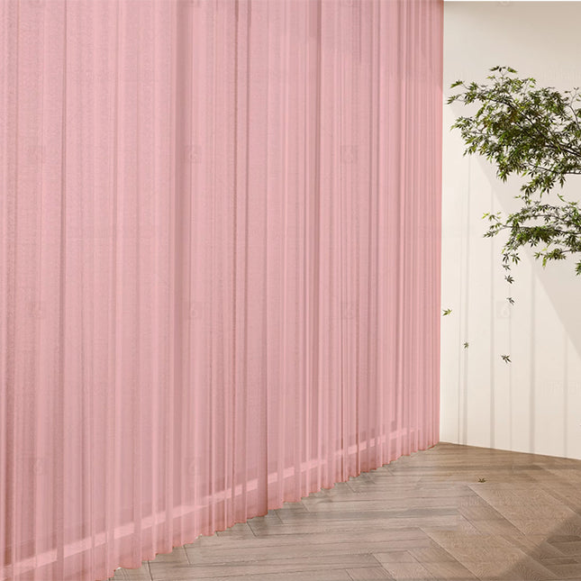 2 Sheer Voile Curtains 544cm wide 230cm drop+30 Hooks Pinch Pleat  New Pink.
