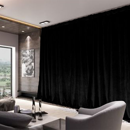 Large Thick Velvet Blockout Curtains 300x 270cm PINCH PLEAT 1 panel+Hooks Black.