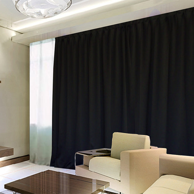 100% Blockout Curtain 270x230cm PINCH PLEAT Blackout High Level Fabric Black.