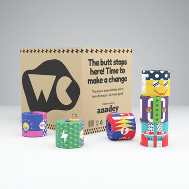 WC 100% Recycled Toilet Paper, 48 Rolls, 400 Sheets, 3 Ply Double Length.
