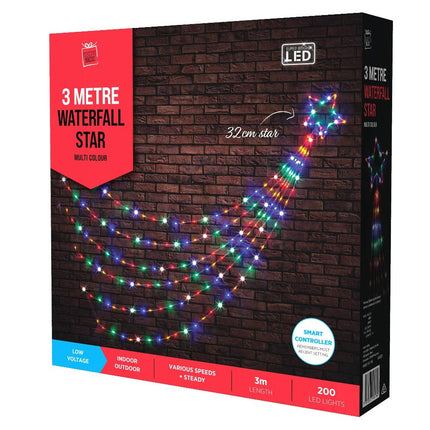 LED Waterfall Star 3m 200 LEDs Multi-Color.