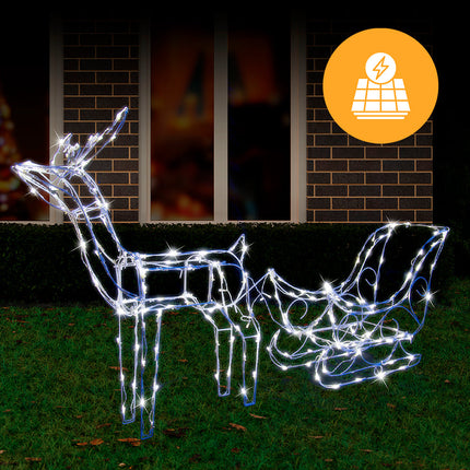 Solar LED Sleigh with Reindeer - 80 cm.