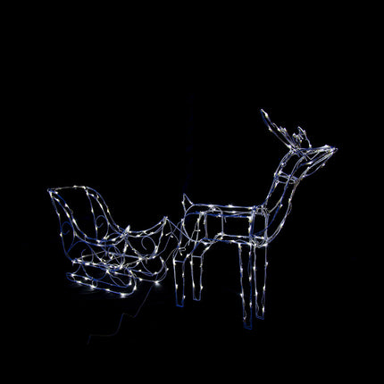 Solar LED Sleigh with Reindeer - 80 cm.