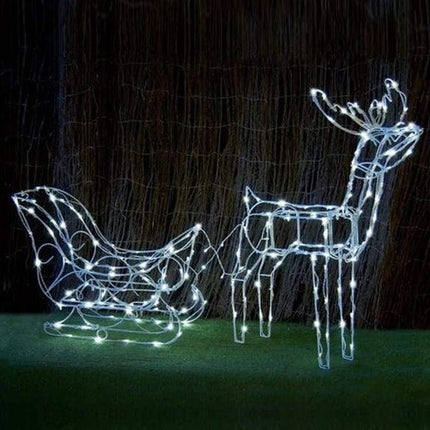 Solar LED Sleigh with Reindeer - 80 cm.