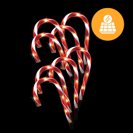 Solar Candy Cane Path Lights – 8 Pack, 32cm.