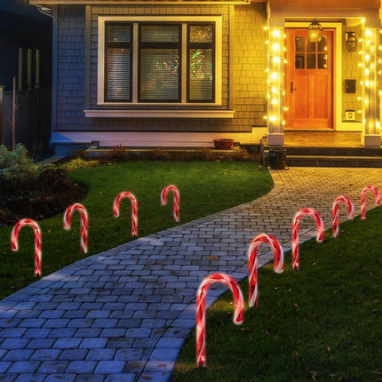Solar Candy Cane Path Lights – 8 Pack, 32cm.