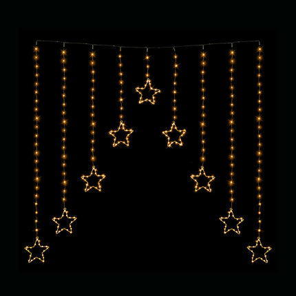 LED Wire Star Curtain Gold Lights.