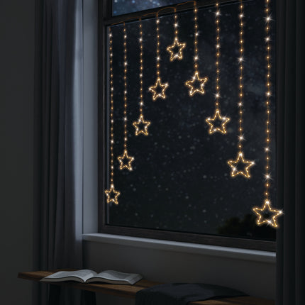 LED Wire Star Curtain Gold Lights.