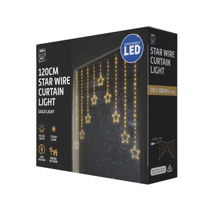 LED Wire Star Curtain Gold Lights.