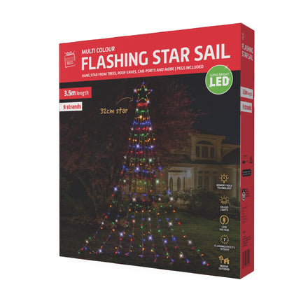 LED Garden Star Cascade 3.5m Multi-Color Lights.