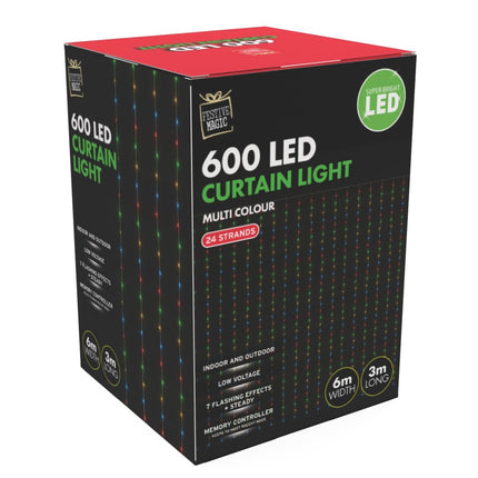 LED Curtain Lights 6mx3m 600 Multi-Color.