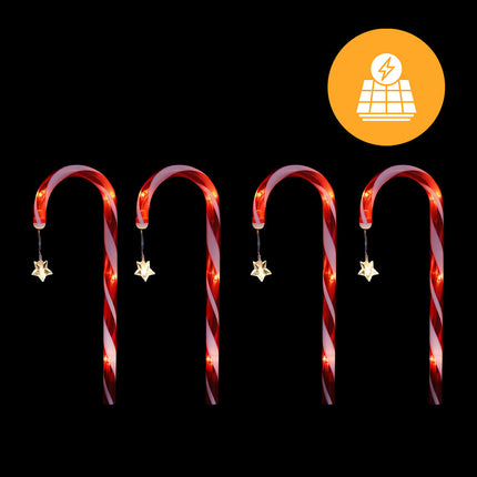 Solar Candy Canes with Stars - 4 Pack.