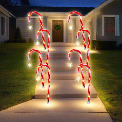 Solar Candy Canes with Stars - 4 Pack.