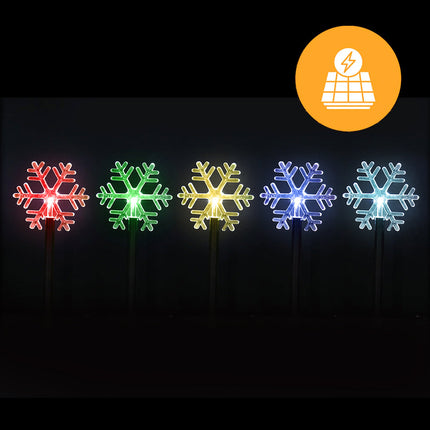 Solar Snowflake Path Lights – 5 Pack, 35cm available in 2 Colors - Cool White.