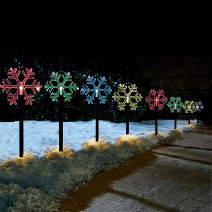 Solar Snowflake Path Lights – 5 Pack, 35cm available in 2 Colors - Cool White.