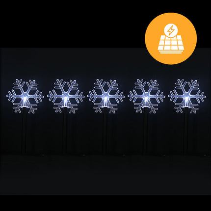 Solar Snowflake Path Lights – 5 Pack, 35cm available in 2 Colors - Cool White.